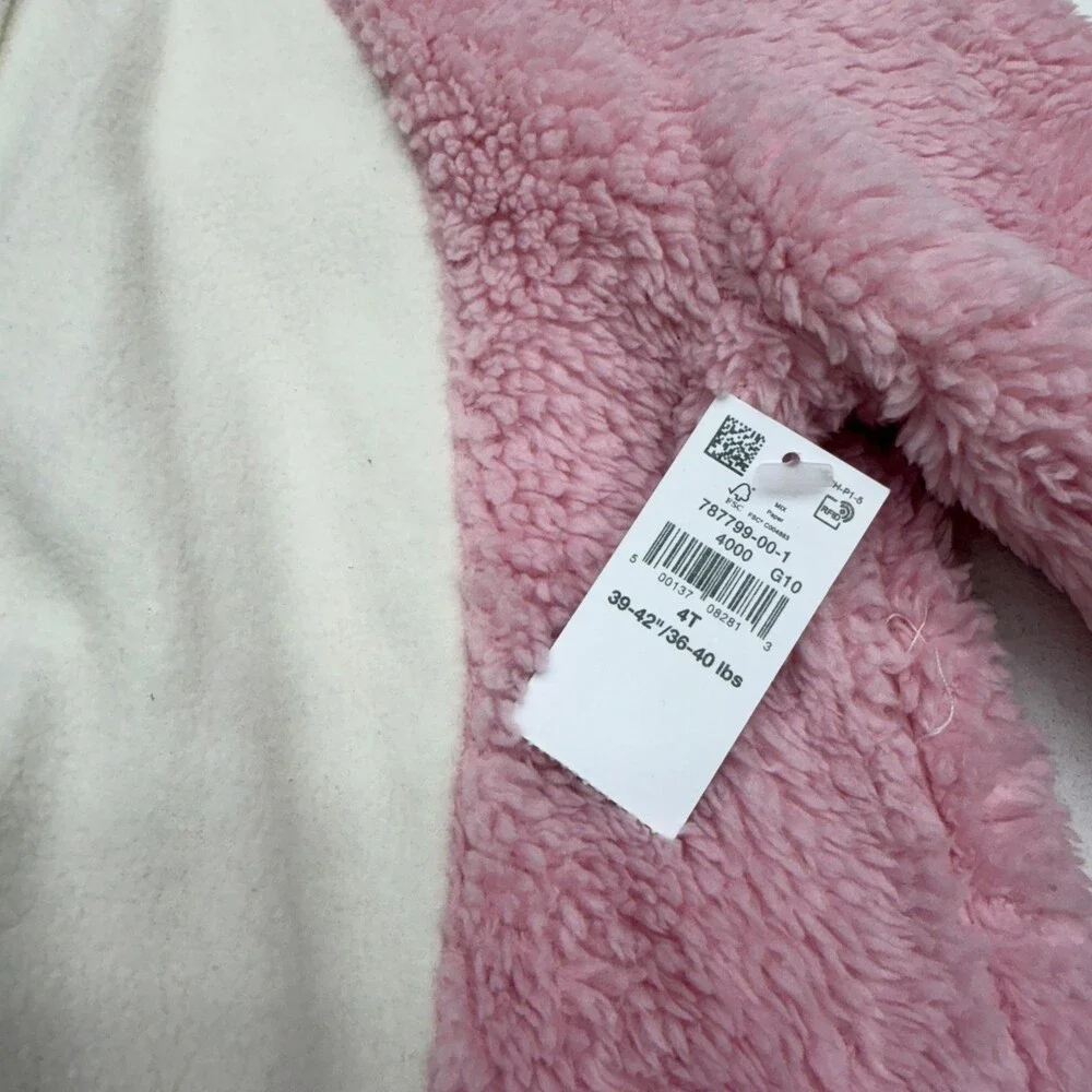 Old Navy Unicorn One Piece Girls 4T Pink Hooded Fleece Zip Pajama Suit Winter